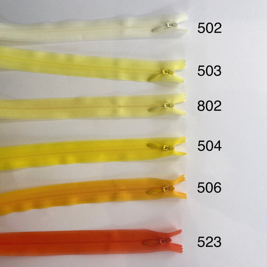 Ykk Lightweight Invisible zip in yellow/orange/red/pinks - 66cm (26")