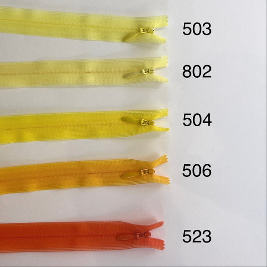Ykk Lightweight Invisible zip in yellow/orange/red/pinks - 66cm (26")