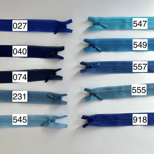 Lightweight invisible, concealed zip with closed-ended for dressmaking.