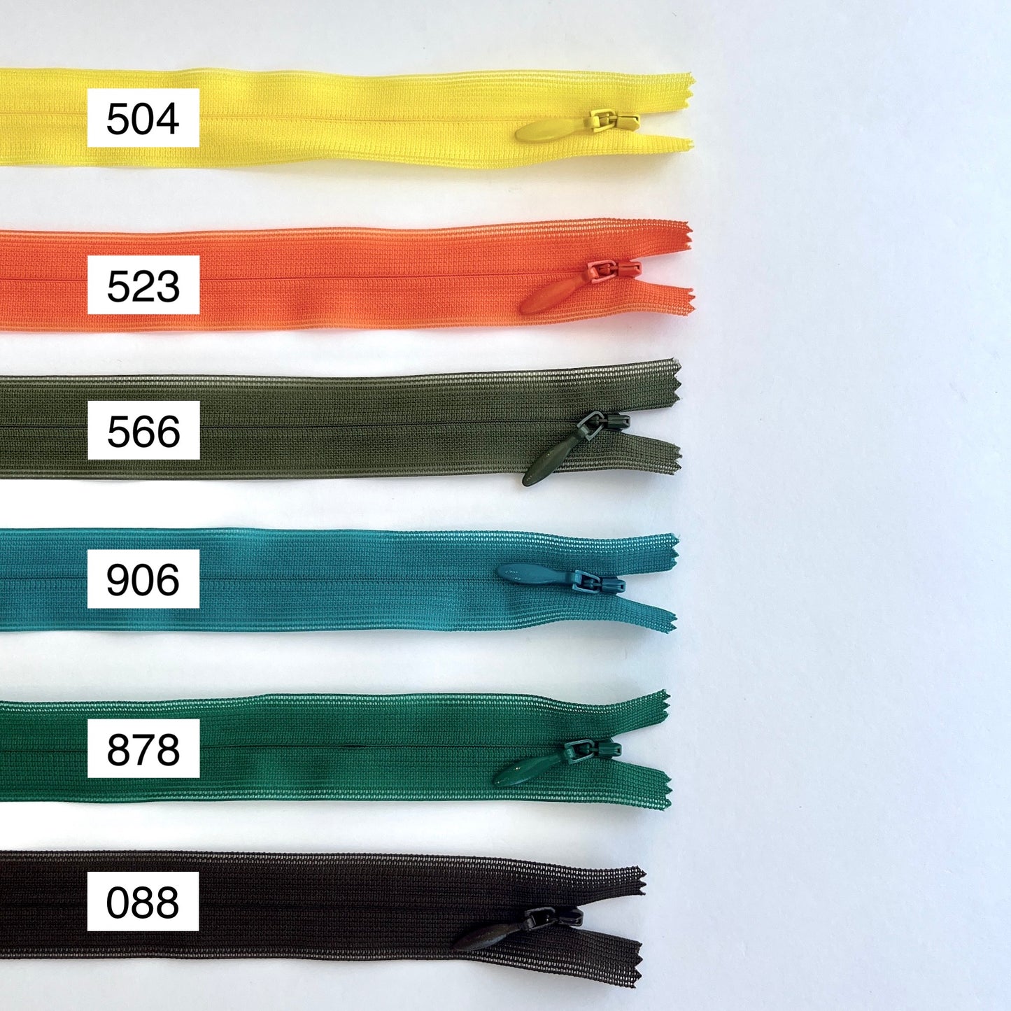YKK Lightweight Invisible zip in - 23cm (9") length, Lightweight invisible, concealed zip with closed-end for dressmaking.