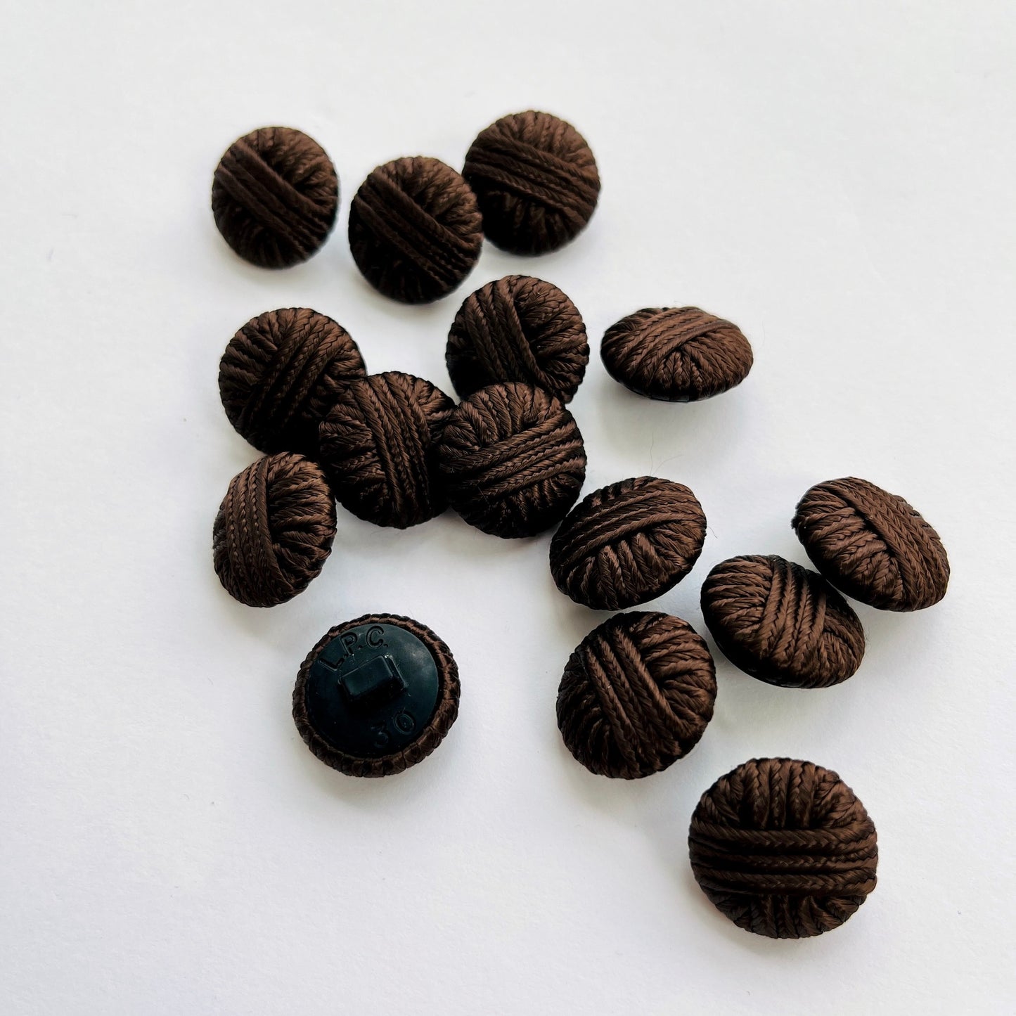 statement button, 2.3cm button, 1" button. brown jacket button, silk corded button with knitted centres in large sizes. soutache cord button, passementarie buttons, 1980s button, 1940s button Vintage button.