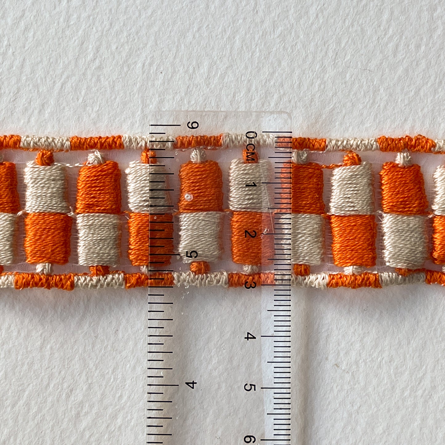 Checkerboard Guipure Lace Trim - 3.3cm wide. Vintage guipure lace trim with unusual geometric checkerboard design.