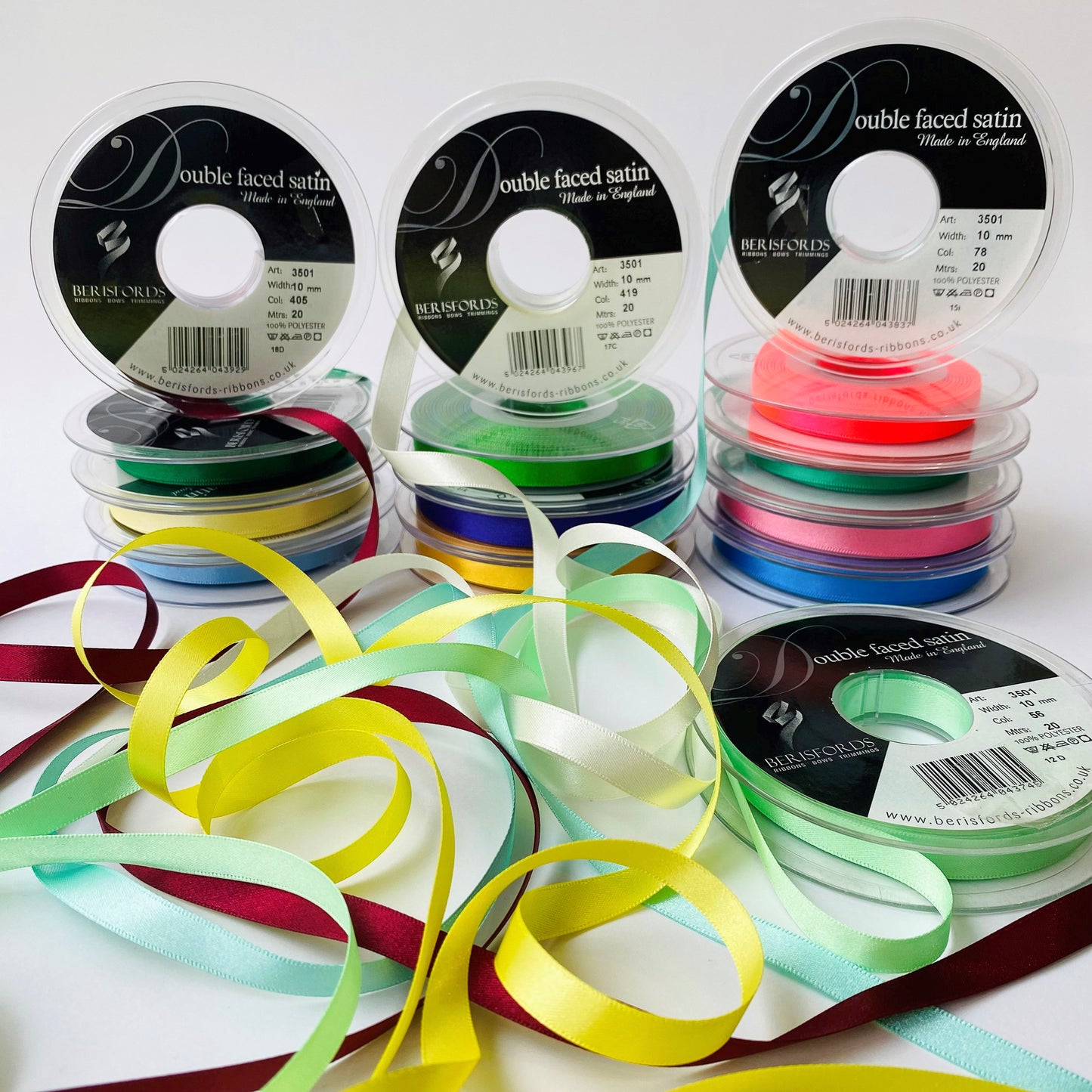 10mm Double Faced Satin Ribbon - 20m roll