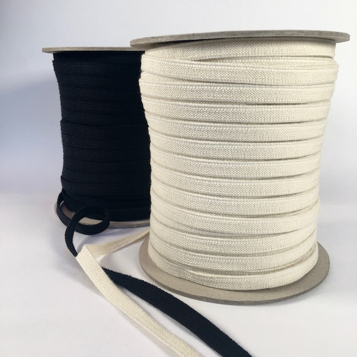 11mm wide plastic-free elastic made from organic cotton and natural rubber.