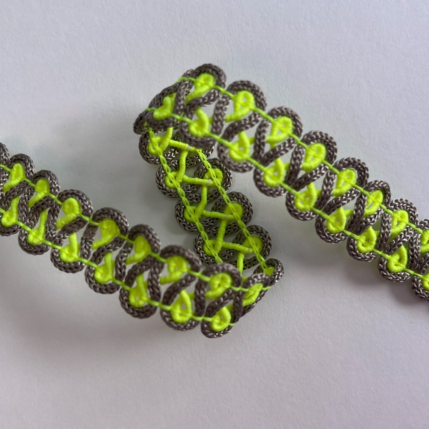 15mm 2-tone Swirl Gimp Braid - Fluro Yellow