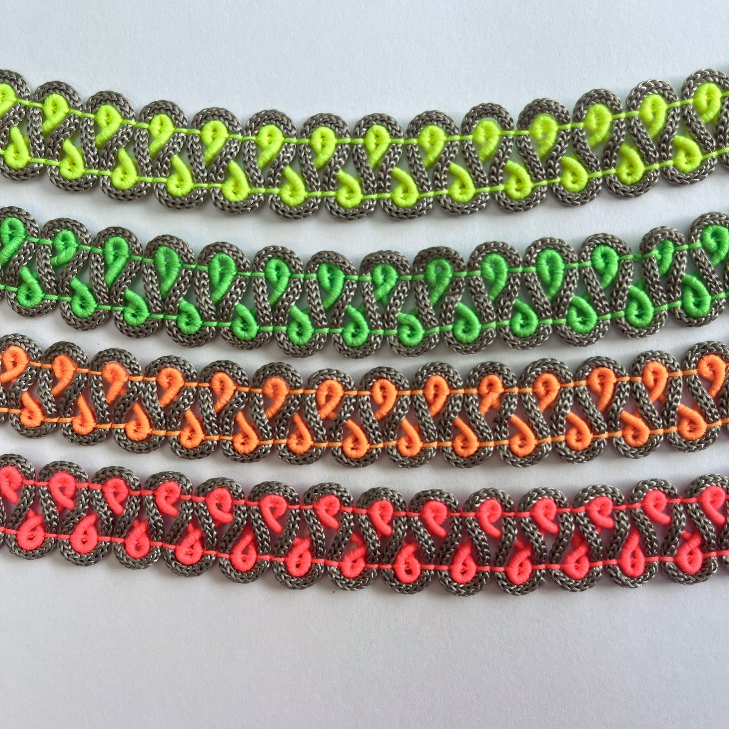 15mm 2-tone Swirl Gimp Braid - Fluro Yellow
