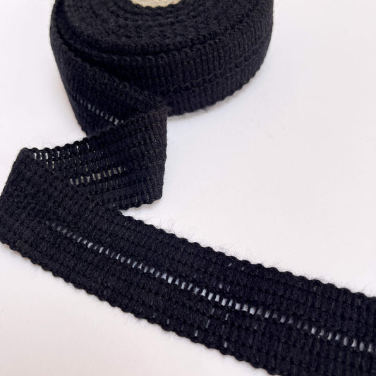 17mm BLACK knitted binding tape