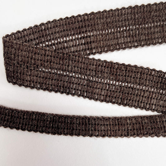 close up of 17mm Knitted Binding Tape - Brown