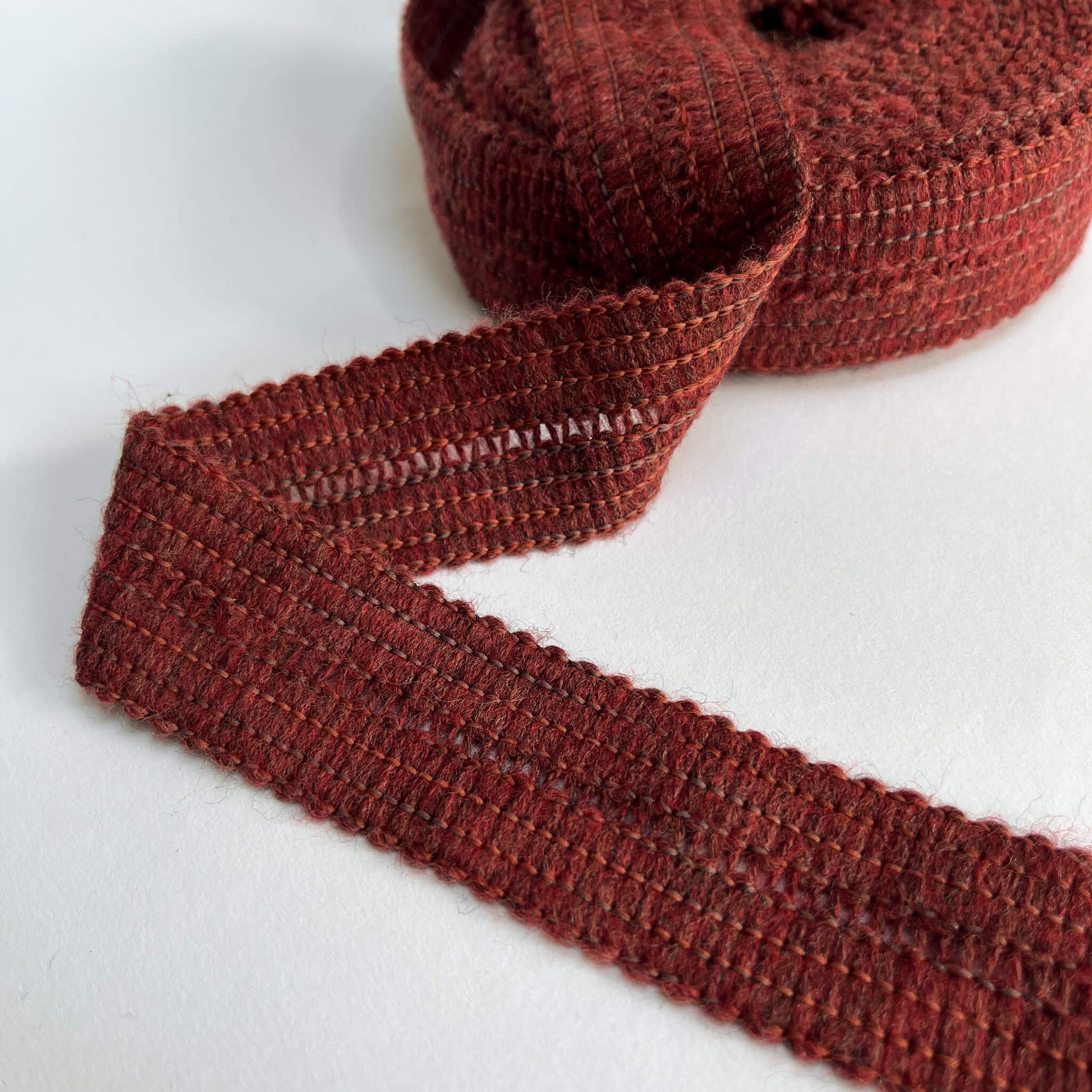 17mm Knitted Binding Tape - in Brick red, autumnal colour