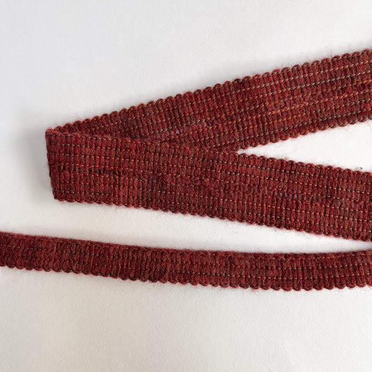 close up of 17mm Knitted Binding Tape - in Brick red, autumnal colour