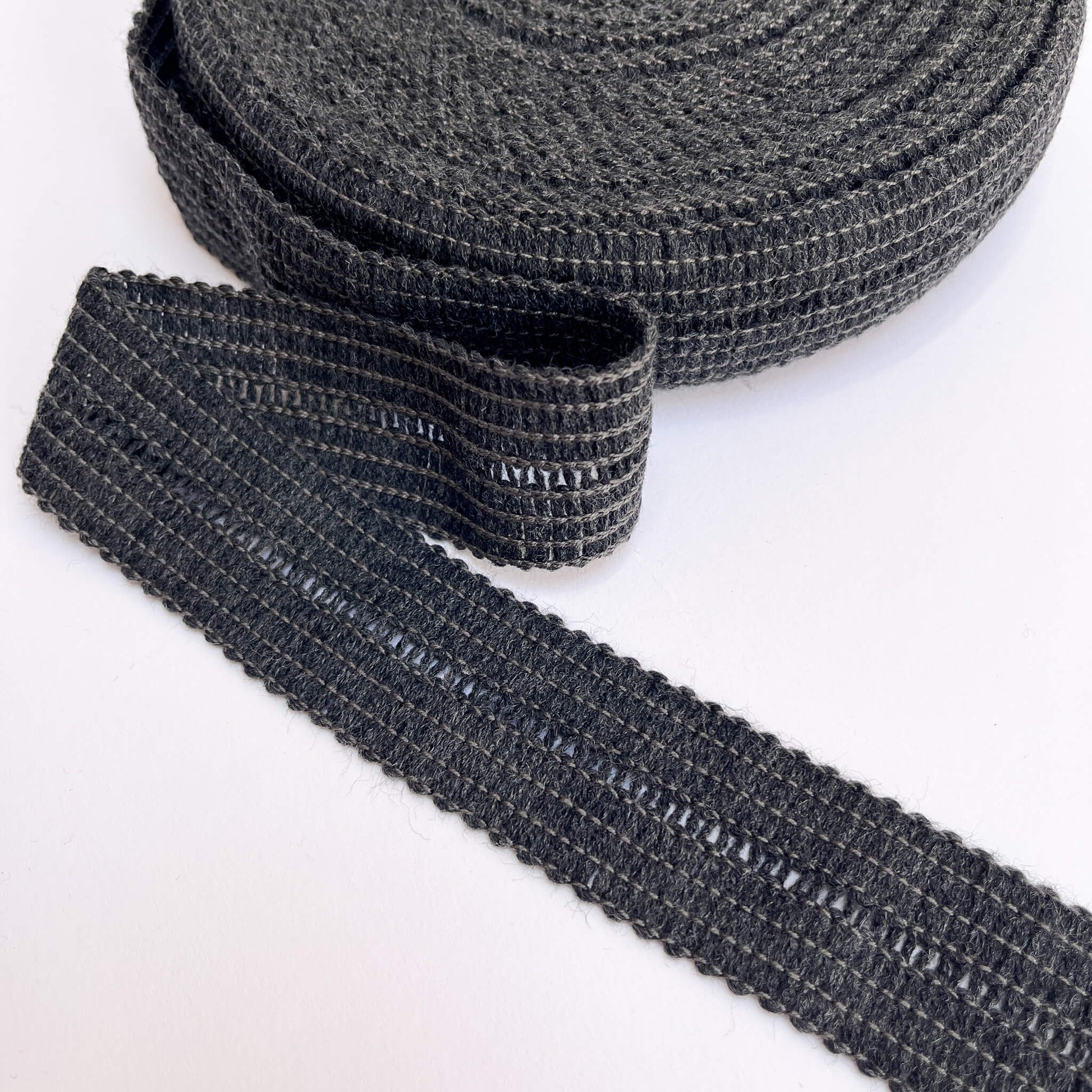 17mm Knitted Binding Tape - Dark Grey