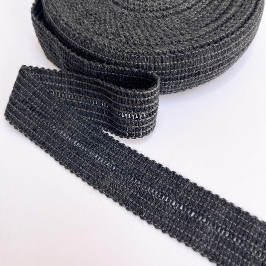 17mm Knitted Binding Tape - Dark Grey