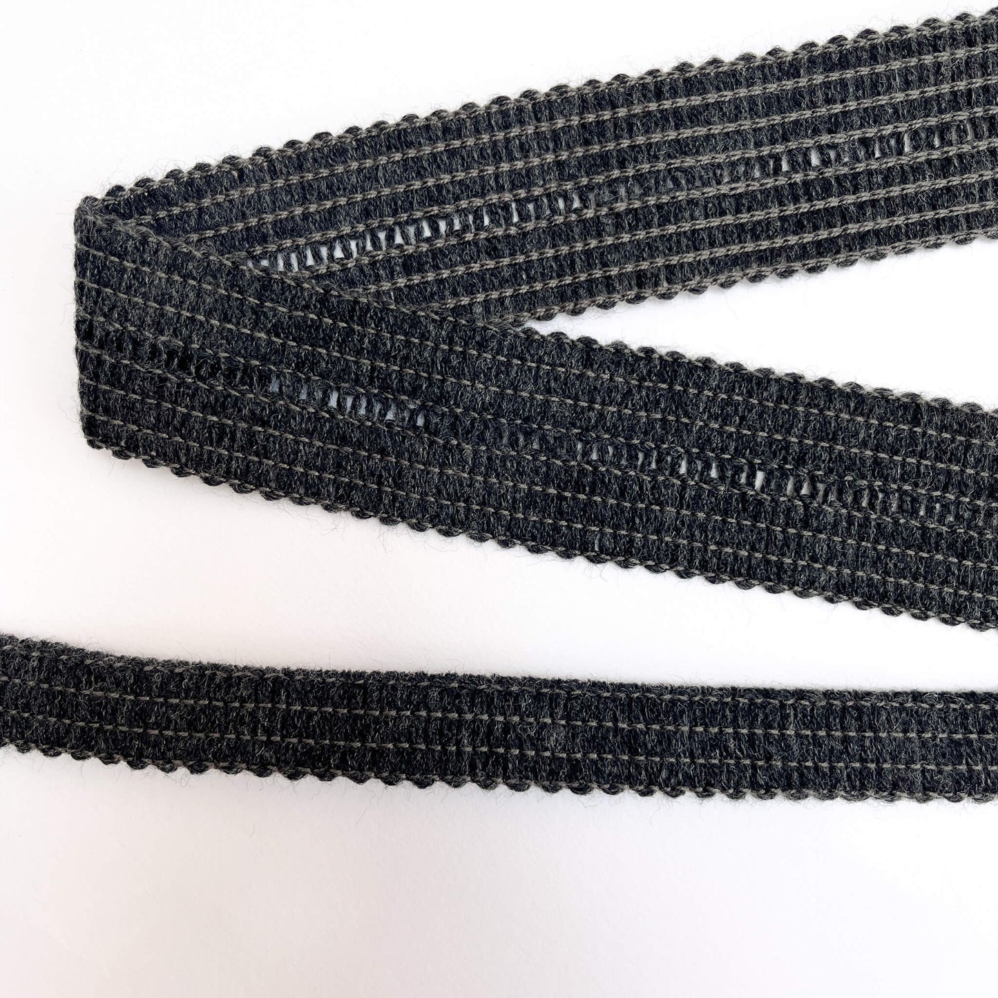 close up of 17mm Knitted Binding Tape - Dark Grey