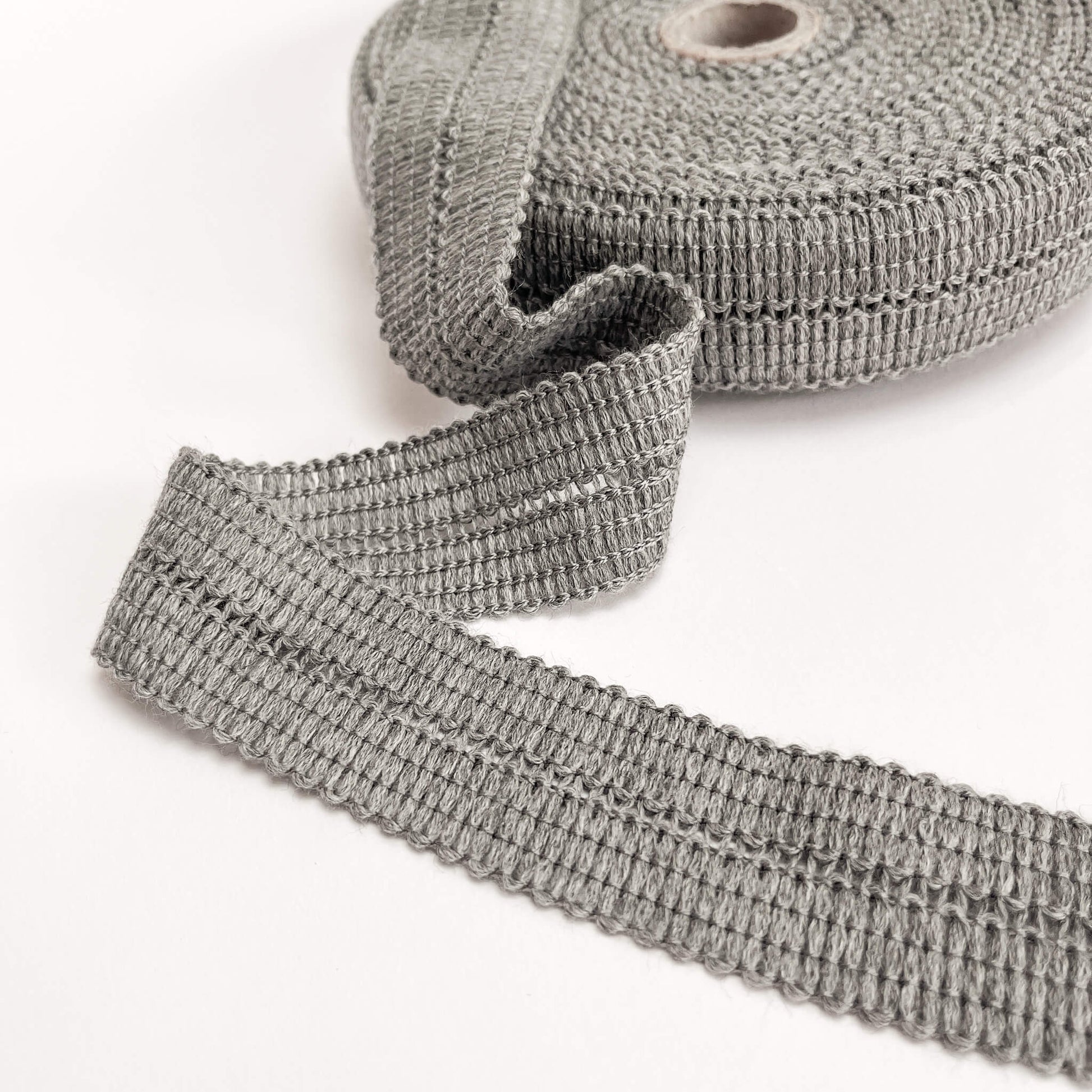 17mm Knitted Binding Tape - Grey