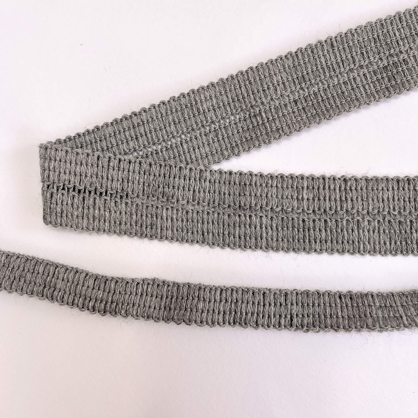 close up of 17mm Knitted Binding Tape - Grey