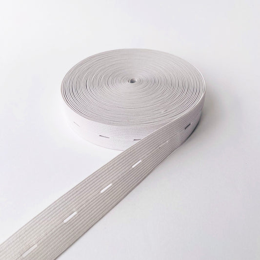 25mm White Button Hole Elastic