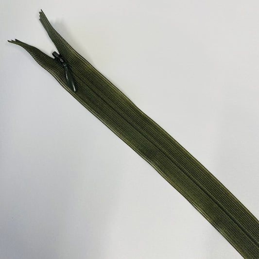 #2 Lightweight Khaki Green Invisible zip By YKK - 61cm - Kleins Haberdashery