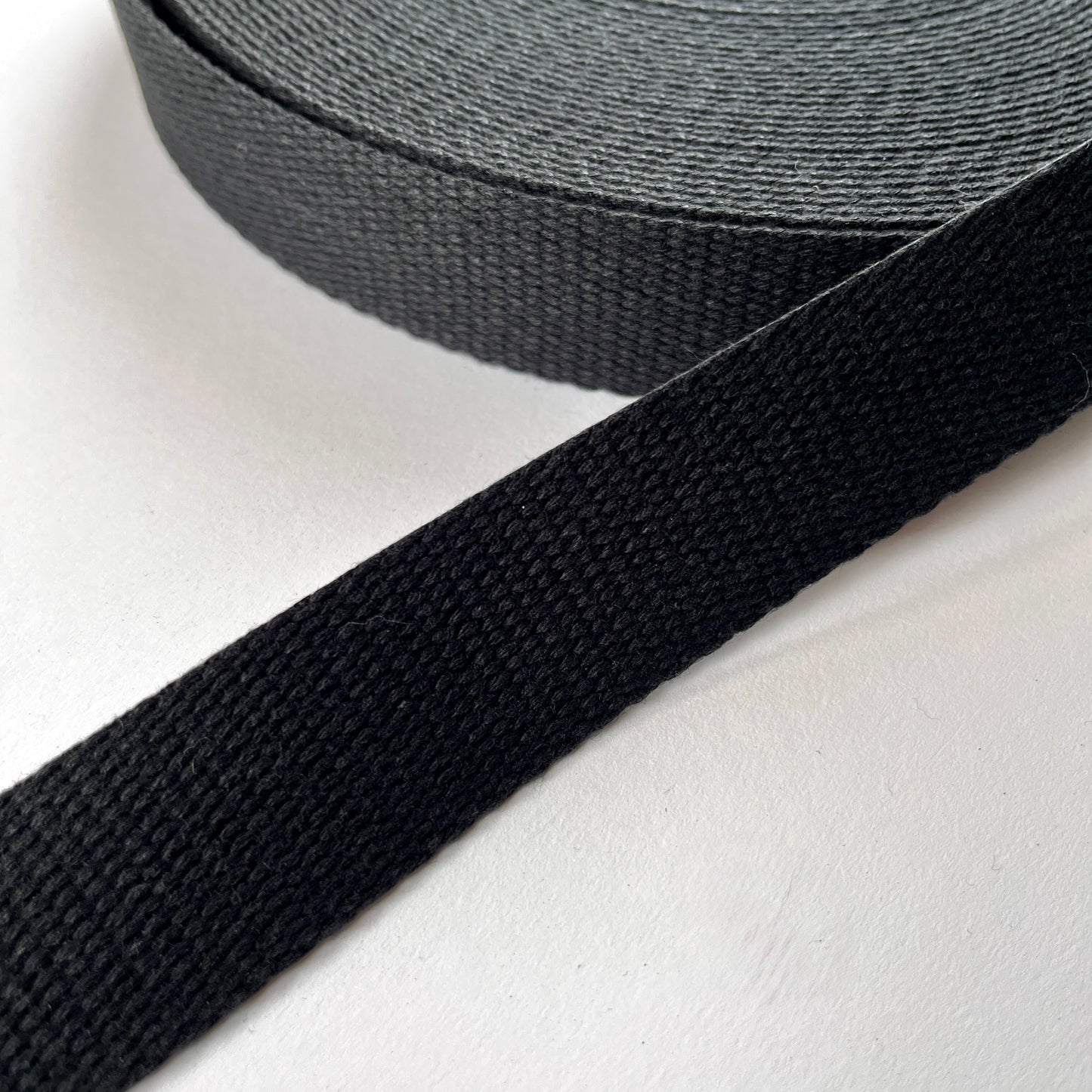 30mm wide Black cotton webbing strap 