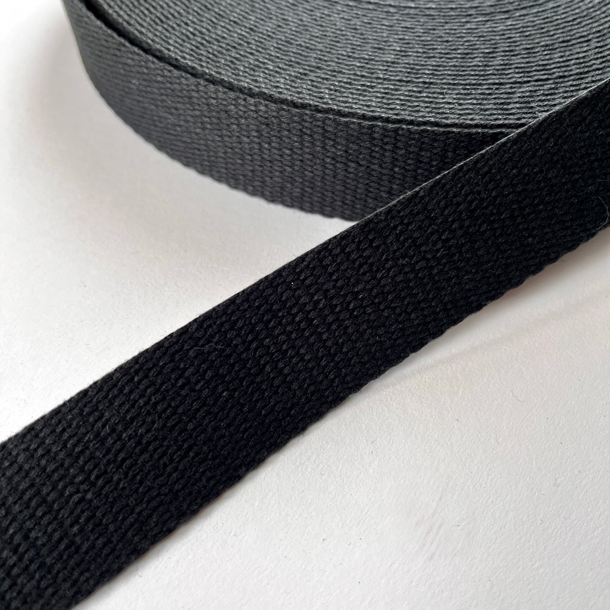 30mm wide Black cotton webbing strap 