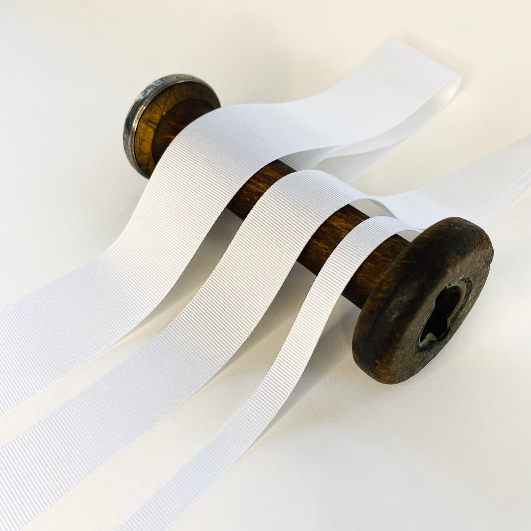 While Ribbon White Grosgrain Ribbon - 5 widths – Kleins Haberdashery