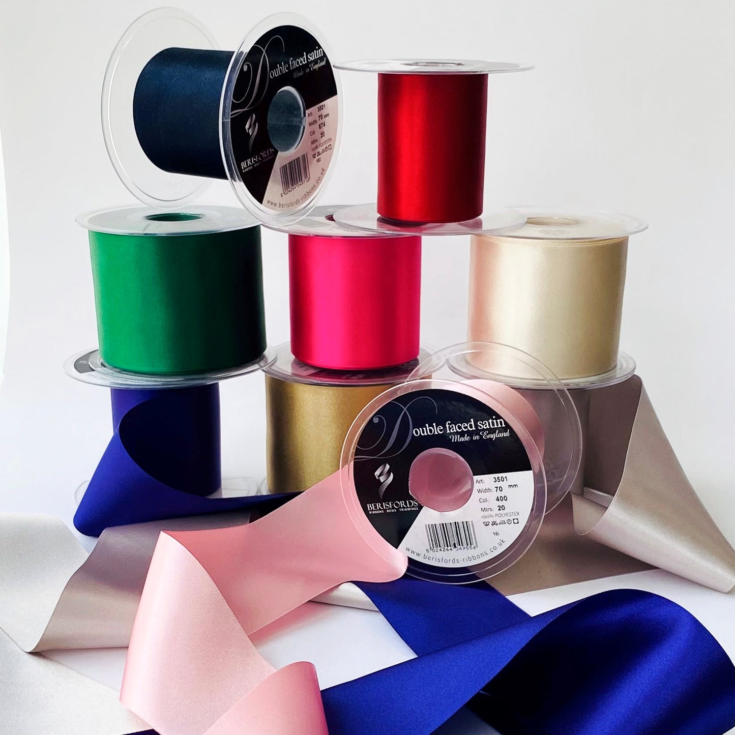 70mm wide double face satin ribbon