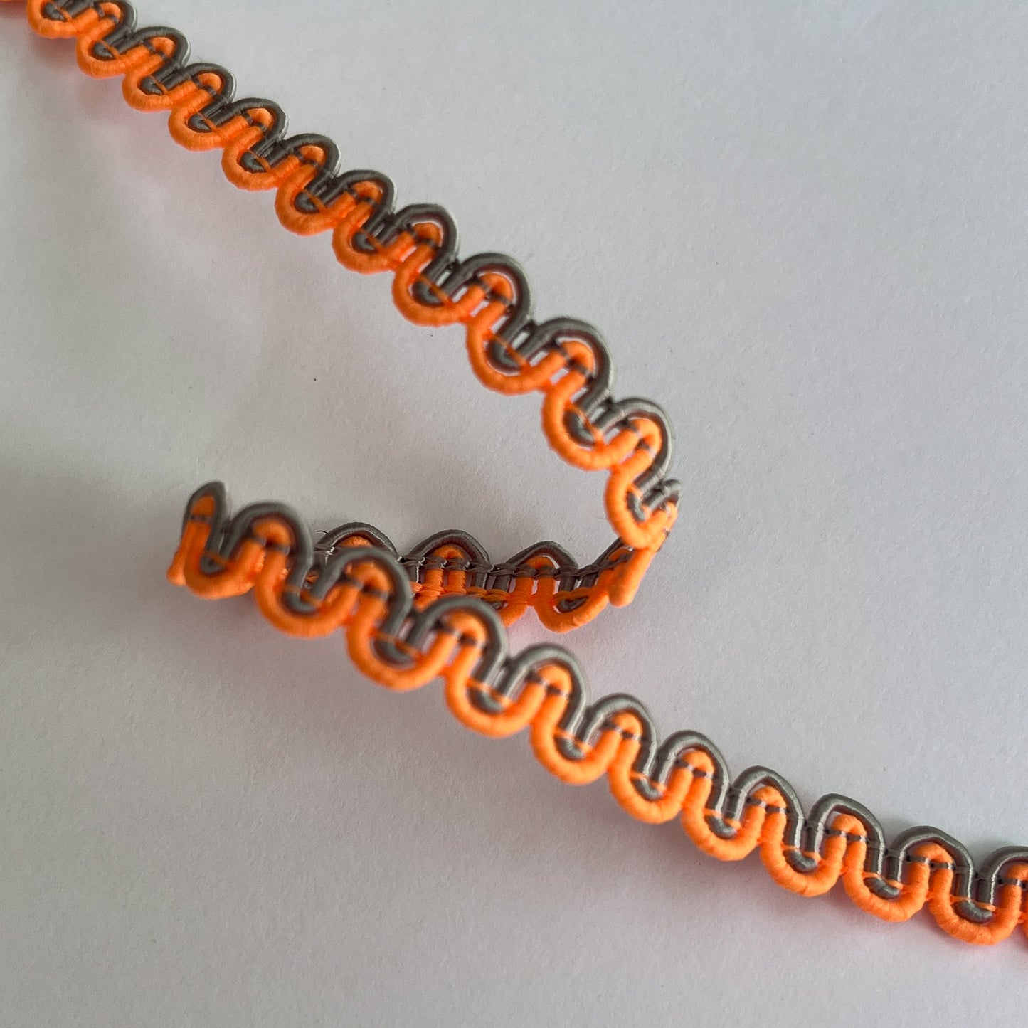 8mm 2-tone Scroll Gimp Braid - Fluro Orange