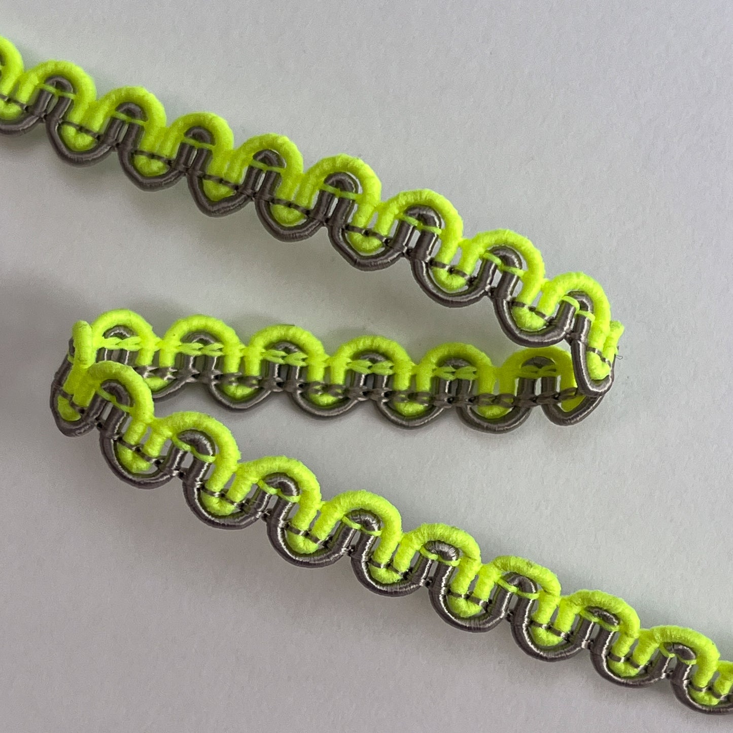 8mm 2-tone Scroll Gimp Braid - Fluro Yellow