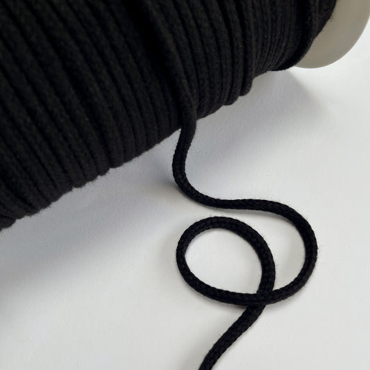 8mm Soft Plaited Cord - Black