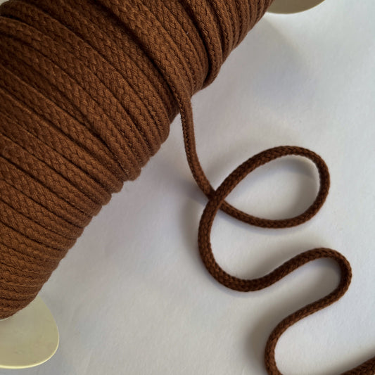 8mm Soft Plaited Cord - Chestnut Brown