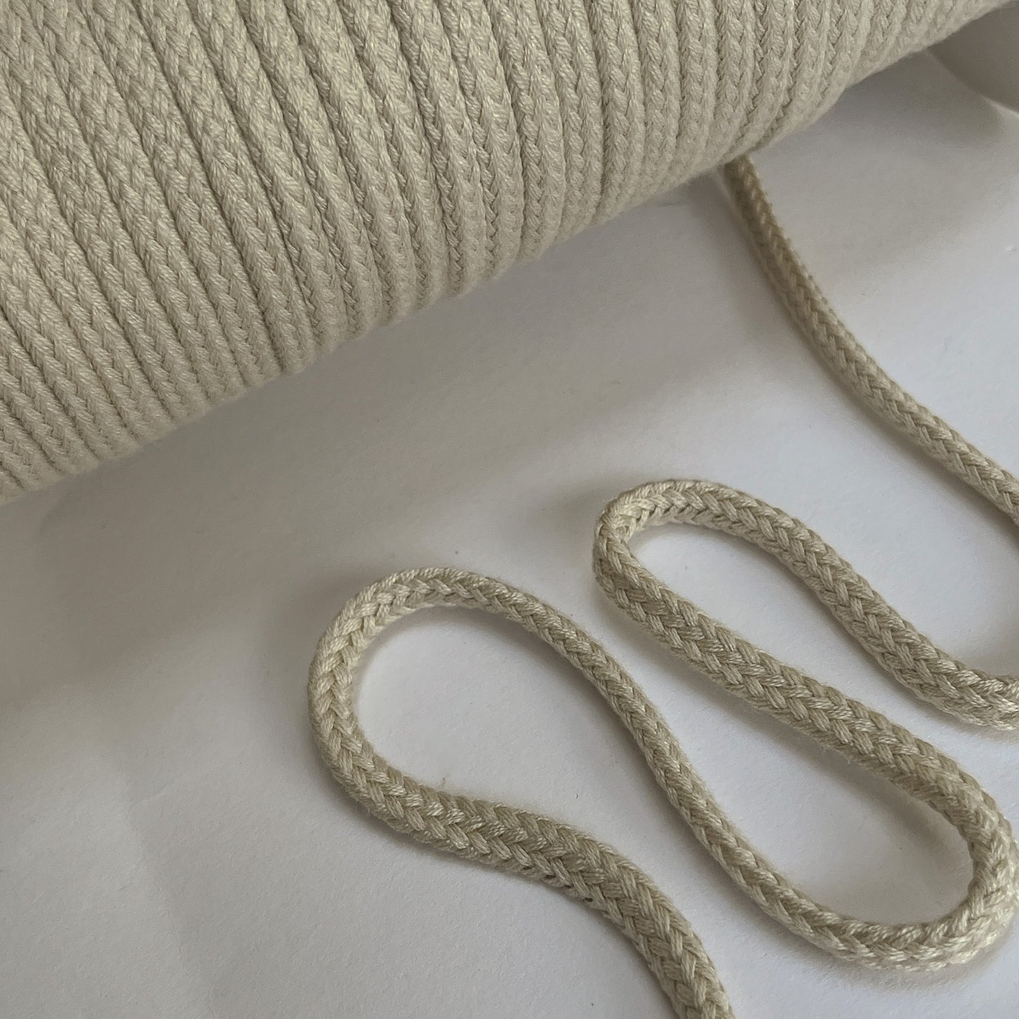 8mm Soft Plaited Cord - Ecru