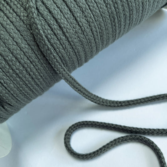 8mm Soft Plaited Cord - Grey