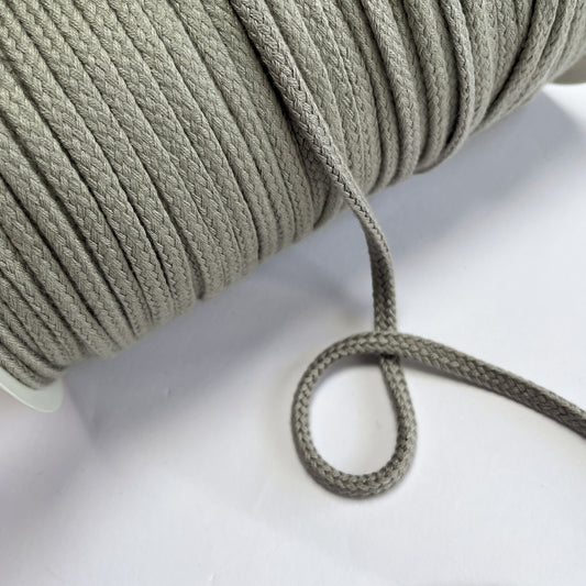 8mm Soft Plaited Cord - Light Grey