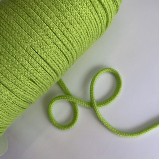 8mm Soft Plaited Cord - Lime Green