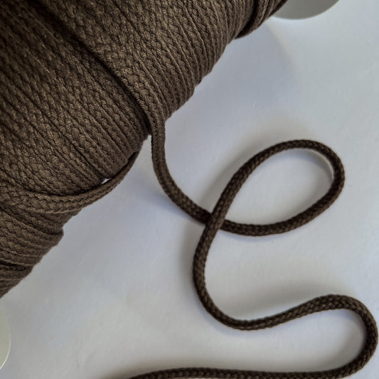 8mm Soft Plaited Cord - Mid Brown