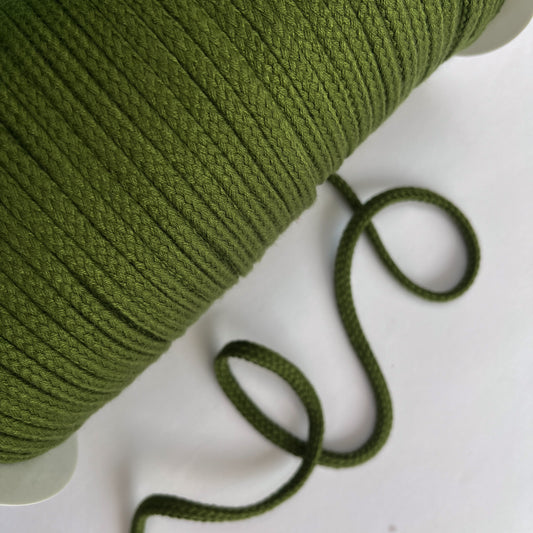 8mm Soft Plaited Cord - Olive Green