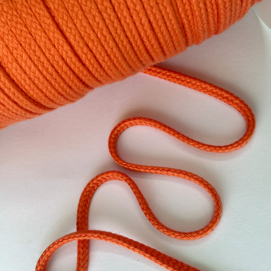8mm Soft Plaited Cord - Orange