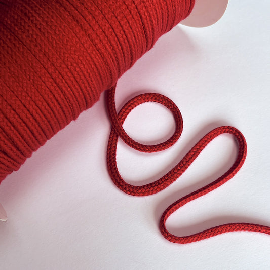 8mm Soft Plaited Cord - Scarlet Red