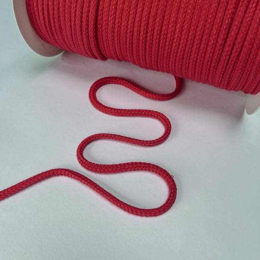 8mm Soft Plaited Cord - Tomato Red