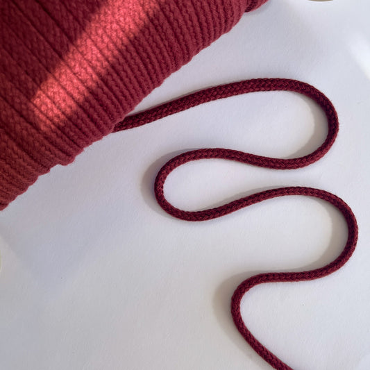 8mm Soft Plaited Cord - Maroon