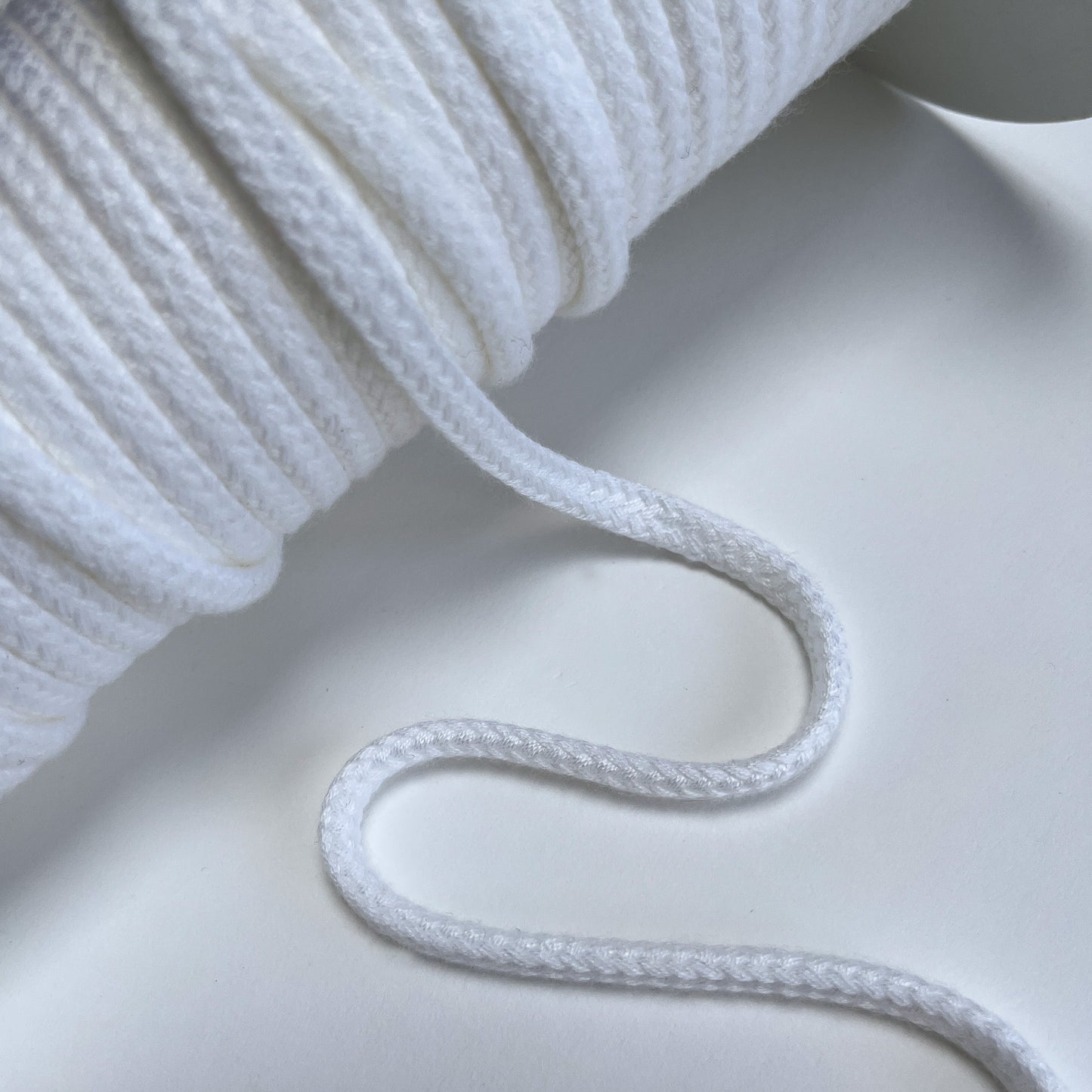 8mm Soft Plaited Cord - White