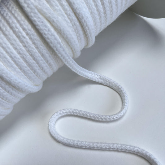 8mm Soft Plaited Cord - White