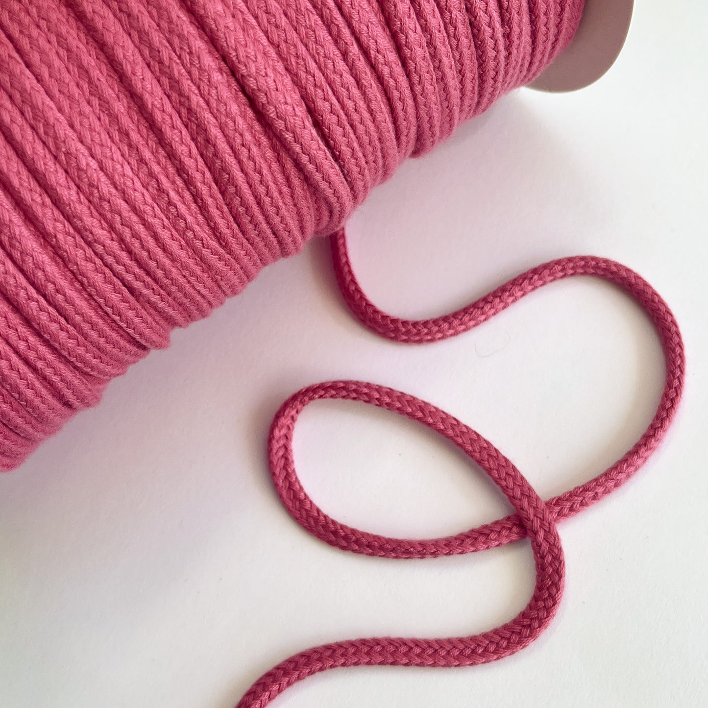 8mm Soft Plaited Cord - Rose Pink