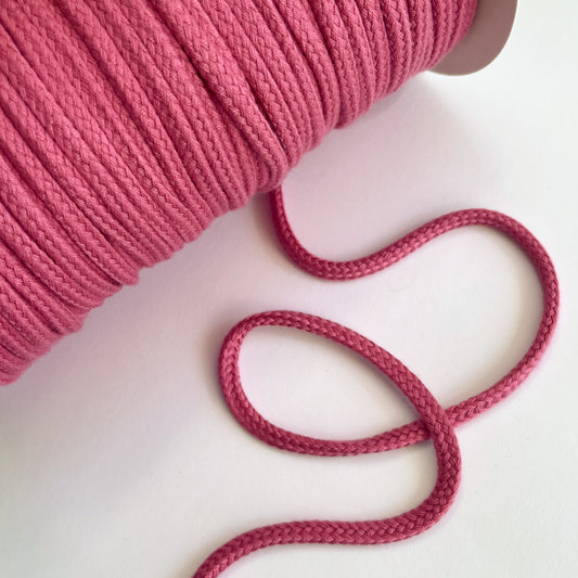 8mm Soft Plaited Cord - Rose Pink