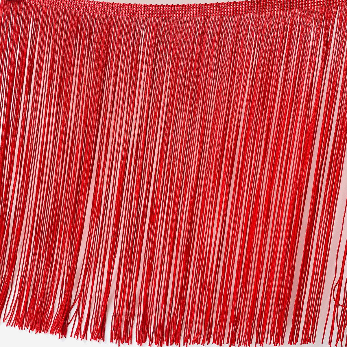 29cm Red Silky Soft Rayon Cut Fringe - Kleins Haberdashery