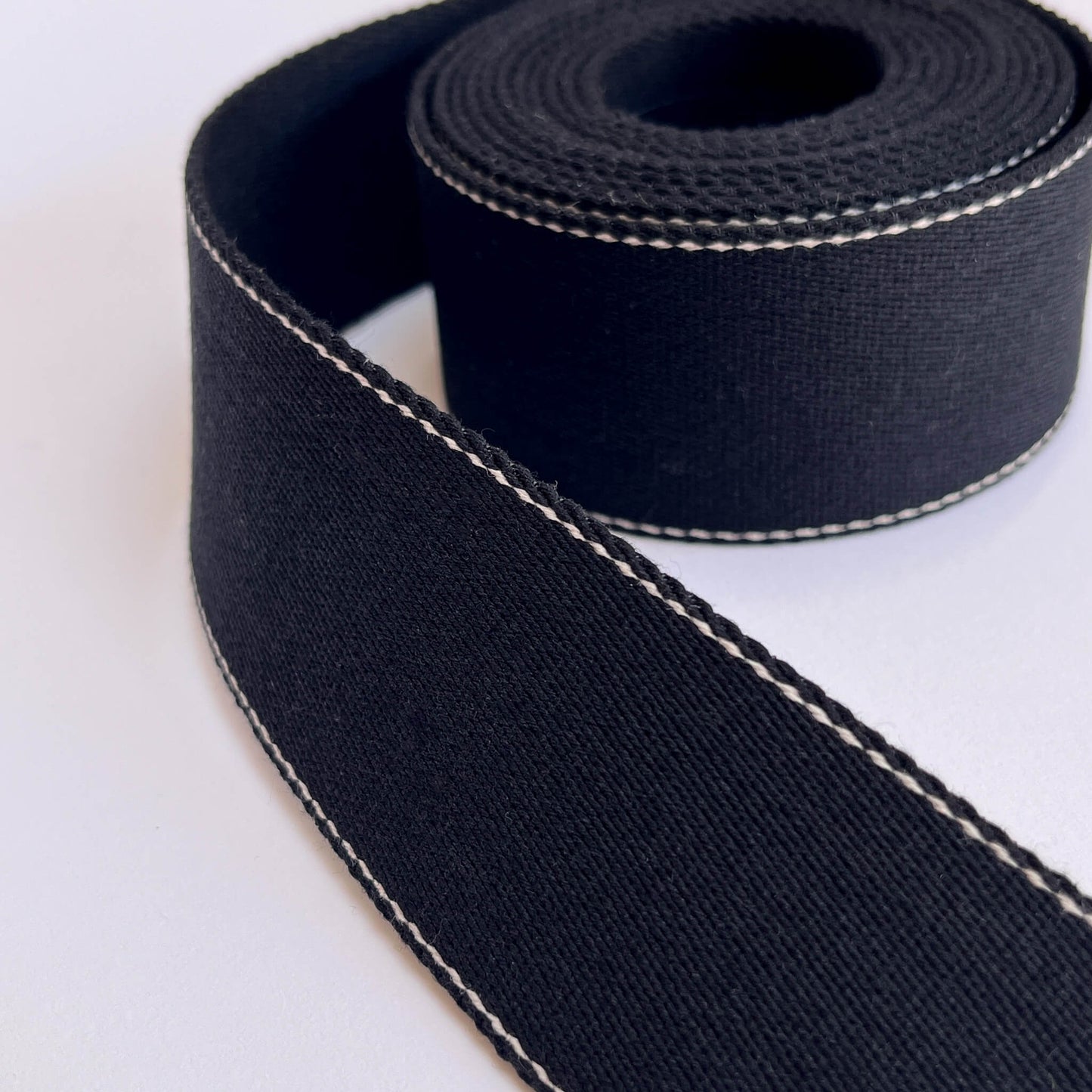 40mm recycled cotton webbing in Black