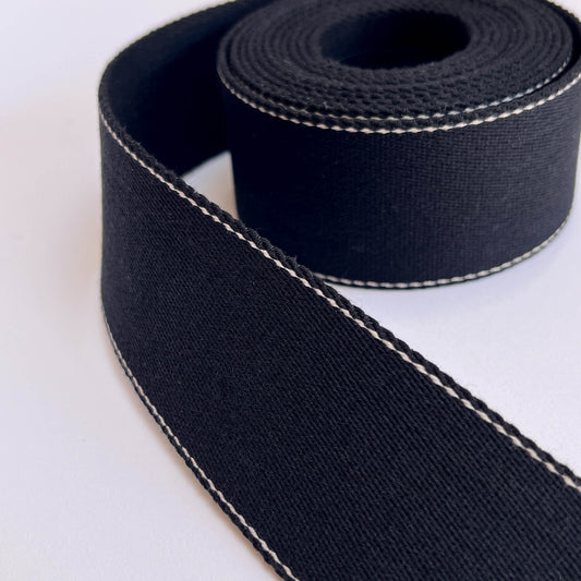 40mm recycled cotton webbing in Black