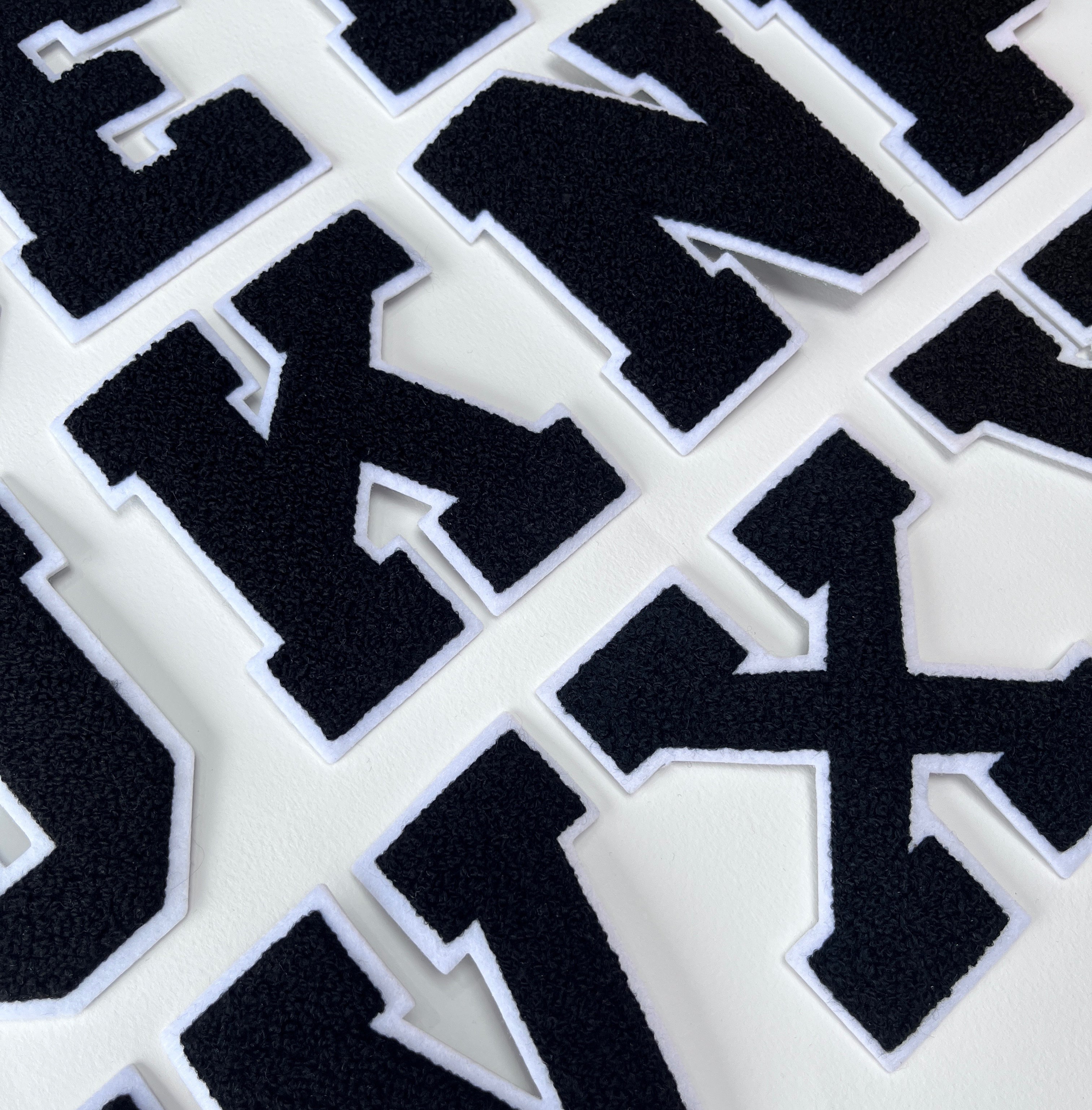Black Chenille Iron On Varsity letters – Kleins Haberdashery