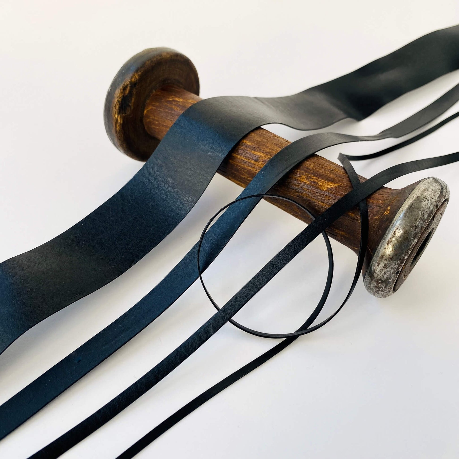 black faux leather ribbon strap tape