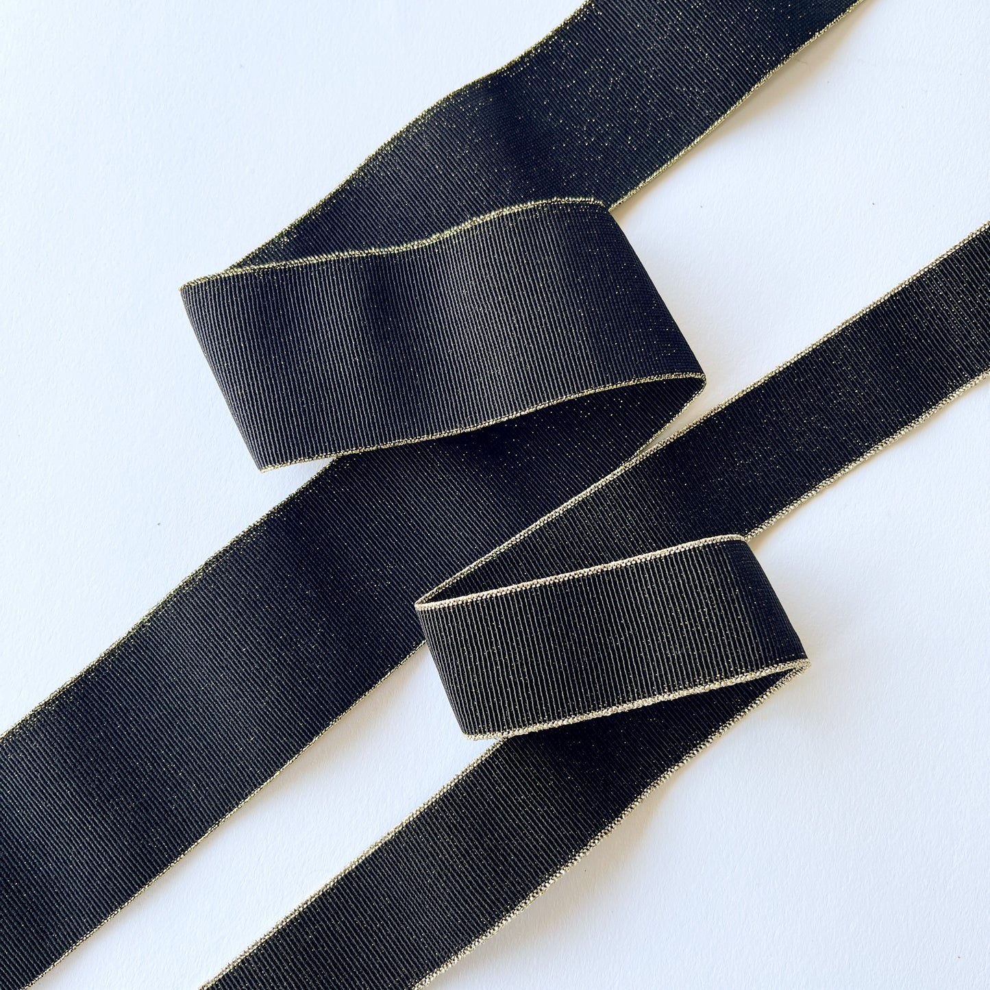 Black and Gold Grosgrain Elastic – 2 widths