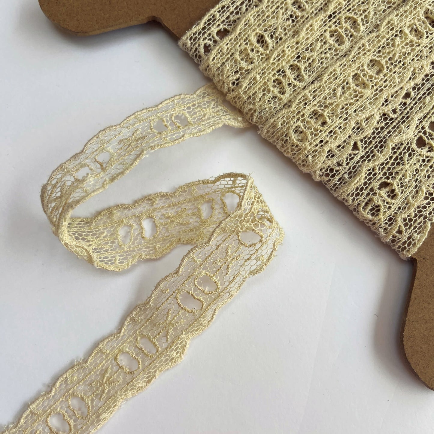 Cream Embroidered Eyelet Lace Trim - 22mm wide